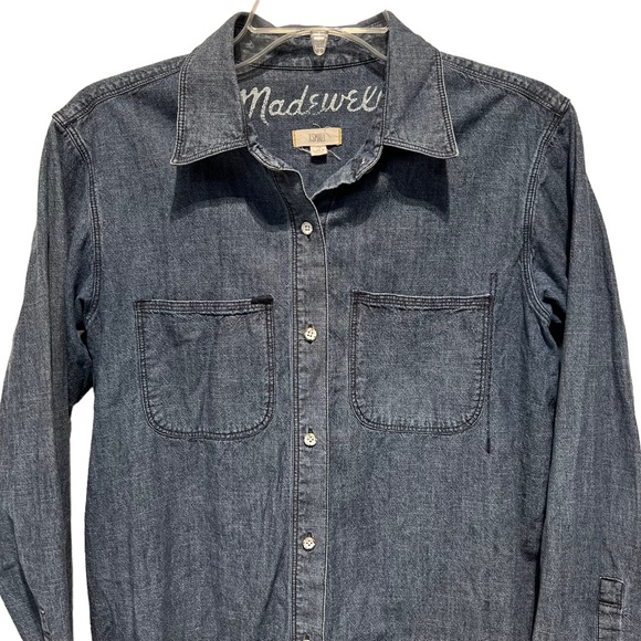 MADEWELL 100% cotton Lightweight Denim Button Down Long Sleeve Shirt XS - Picture 3 of 9